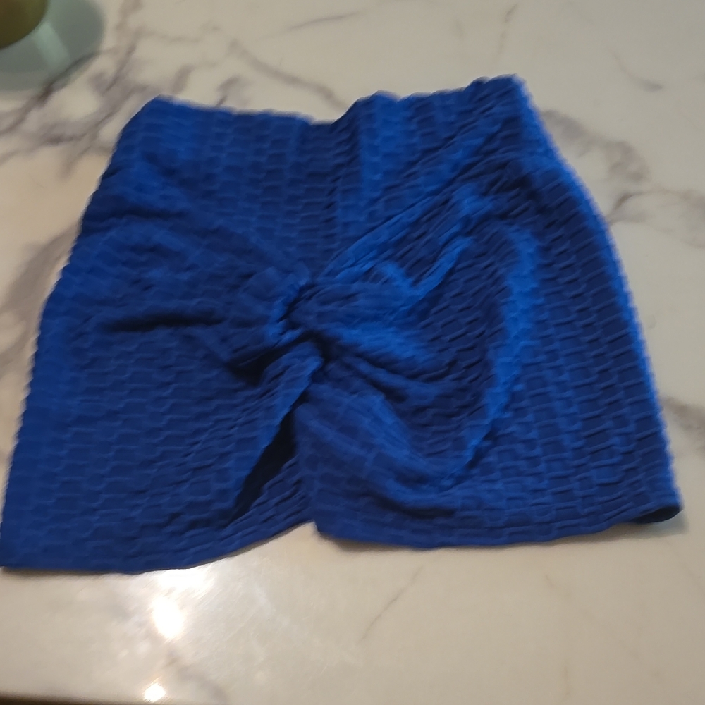 Blue Textured Exercise Shorts